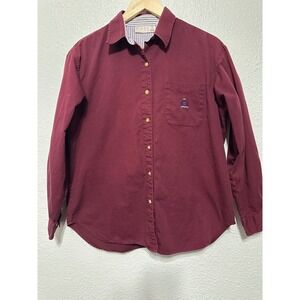 Bugle Boy Collection For Her Burgundy Long Sleeve Button Down Shirt
